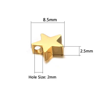 10PCS/lot em Aço Inoxidável de Ouro, Cor de Prata Estrela 3D Encantos Para Fazer Acessórios Pentagrama Encantos