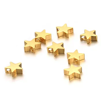 10PCS/lot em Aço Inoxidável de Ouro, Cor de Prata Estrela 3D Encantos Para Fazer Acessórios Pentagrama Encantos