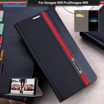 De luxo, capa de Couro PU Para Doogee S95 Pro Flip Case Para Doogee S95 Caso de Telefone de TPU Macio de Silicone Tampa Traseira