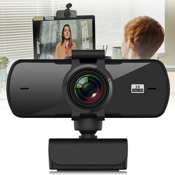 Willkey Webcam 2K Foco Automático USB, Full HD, Câmera Web Cam com Microfone para Laptop Mac do Computador de Vídeo de Streaming ao Vivo