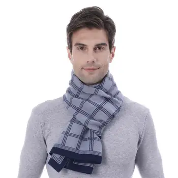 SupSindy Inverno Homens cachecol moda Jacquard em lã de tricô Vintage Xadrez longos lenços para os homens de luxo xale suaves cashmere envoltório