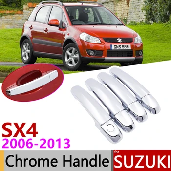 Para Suzuki SX4 Fiat Sedici Maruti 2006~2013 Cromado Capa maçaneta da Porta de Acessórios para carros Adesivos Guarnição Set 2007 2008 2009 2011 2012