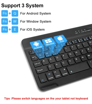 Teclado Bluetooth sem Fio do Teclado russo para o ipad PhoneTablet Mini Recarregável Teclado tecla cap para Android, ios, Windows