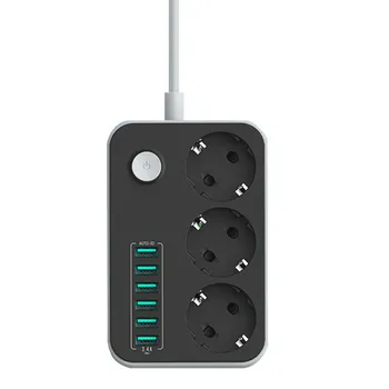 10A UE plug versão Soquete de Alimentação de Tira de 3 Sockets 6 porta USB Extensão de Patch Conselho para o lar