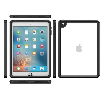 Para o iPad 2017/2018 caixa estanque à prova de Choque de Neve à prova de Poeira Para o iPad de 9,7 polegadas Caso de Pele do rosto Preto