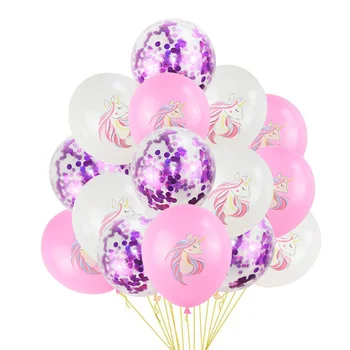 15pcs/set 12inch Unicórnio Balão Multicor Confete Balões de Látex Unicórnio Tema de Festa de Aniversário, Decoração de chá de Bebê de Suprimentos