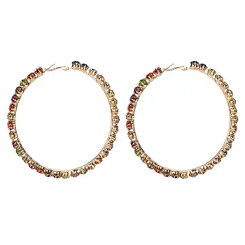 Clássico misto de cores Brincos de argola Hashion Retrô vintage simples pendientes mujer Hipérbole Rodada Strass 2020