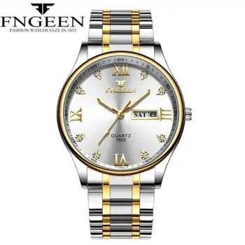 Montre homme FNGEEN Série Homens do Relógio Marca de Luxo de Negócios Relógio de Quartzo do Diamante Relógios de homens de Data de apresentação da Semana Masculino Relógio relógio