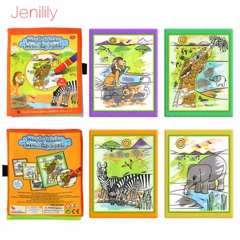 Colorir Água Mágica Livro de Desenho com Caneta Bebê Brinquedo Educativo Animais de Pintura Escrita Doodle Pano Livro Crianças prancha de Desenho
