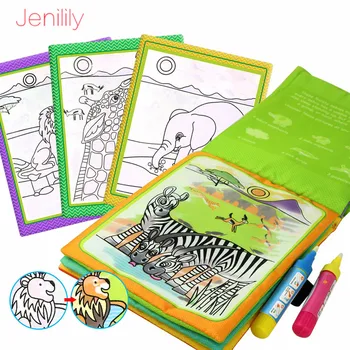 Colorir Água Mágica Livro de Desenho com Caneta Bebê Brinquedo Educativo Animais de Pintura Escrita Doodle Pano Livro Crianças prancha de Desenho