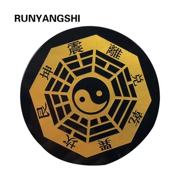 Runyangshi 12cm natural preto obsidian círculo de pedras em disco placa redonda fengshui espelho para decoração de escritório em casa