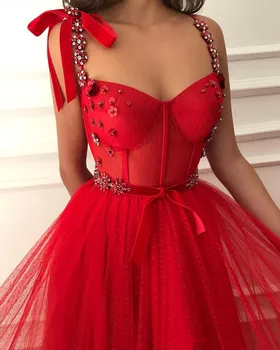 Princesa Cristais Vermelhos Vestidos De Baile Barato A Longo 2021 Uma Linha Plus Size Tule Baixo De Veludo Árabe Garota Africana Concurso Formal