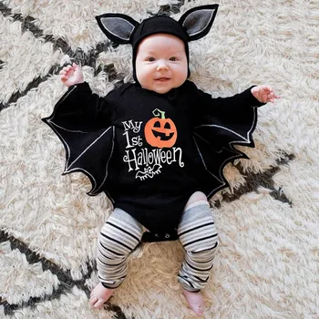 Bebê Traje De Halloween Recém-Nascido Menino De Romper Macacão Bonito Bat Wing Cosplay Da Criança Menino Traje De Halloween Bebê Recém-Nascido Menino Roupas