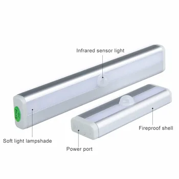 Sem fio Portátil 6/10 LEDs LED Sensor de Movimento de PIR Magnético Sob a Luz do Armário do Diodo de Luz do Armário da Gaveta da Cozinha lâmpada de Parede