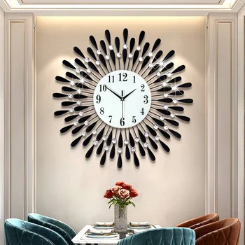 Recém-Relógio de Parede de Cristal de Sol Estilo Moderno, Silencioso Relógios de ponto para a Sala de estar, Escritório, Decoração digital relógio de parede