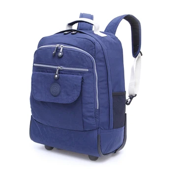 De 18 polegadas de nylon impermeável escola saco de bagagens com rodas de carrinho de viagem mochila