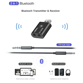 Bluetooth 5.0 Transmissor de Áudio do Receptor Mini de 3,5 mm USB AUX de Música Estéreo Bluetooth Dongle Adaptador sem Fio Para TV, PC Fones de ouvido