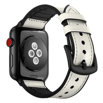 Cor branca pulseiras de Relógio Para a Apple Assistir , VIOTOO de Couro de Borracha de Silicone pulseira de Relógio Faixas de Relógio