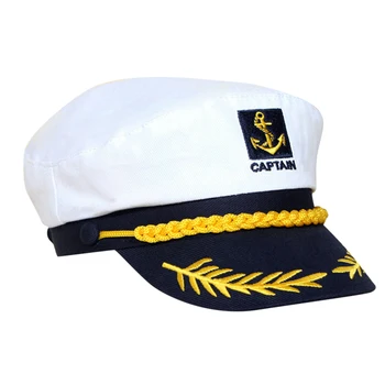 1PC Chapéus Brancos Capitão de Iate Marinha Marinha, o Capitão do Navio Marinheiro Militar Náutico Hat Cap Traje Adultos Partido do Vestido Extravagante