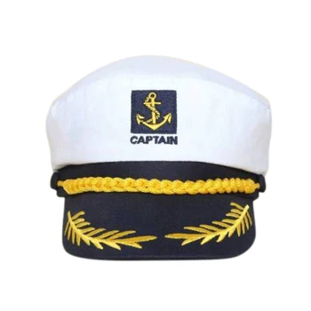 1PC Chapéus Brancos Capitão de Iate Marinha Marinha, o Capitão do Navio Marinheiro Militar Náutico Hat Cap Traje Adultos Partido do Vestido Extravagante