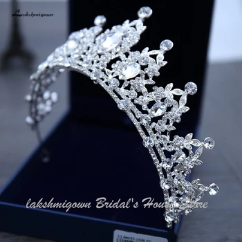 Lakshmigown De Casamento Strass Coroa De Prata Concurso Tiara Coroas Noiva Tiaras De Noiva E Acessórios Para O Cabelo