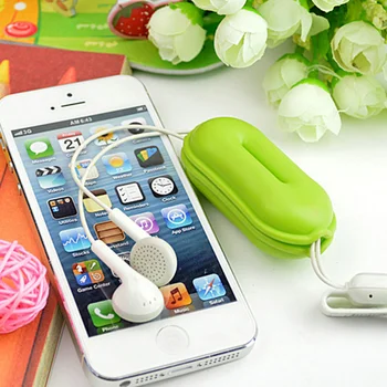 4pcs Criativo de Amendoim Forma de Fone de ouvido Organizador Portátil, Fones de ouvido Cabo do Enrolador de Cabo USB caixa de Proteção (Cor Aleatória)