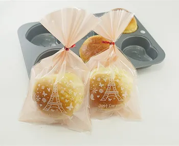100pcs/monte 12x20cm de plástico, sacos de empacotamento da Torre de Abrir o Saco de Natal Cookie Saco de Padaria Embalagem do Presente