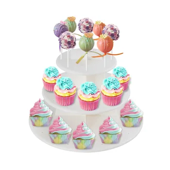 1set 3-Camada de Bolo Ficar Pirulito Titular Casamento, Festa de Aniversário, Decoração de Bolo de Pop Cupcake Mesa de Sobremesa Stand de Exibição