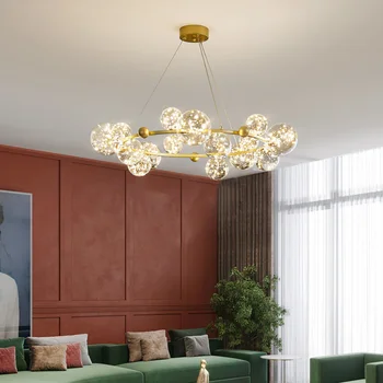 Moderno Brilho de Lustres de Sala de estar, Quarto de Teto G9 LED Ajustável Bola de Vidro lustre da Sala de Jantar dispositivos Elétricos de Iluminação
