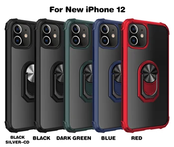 Case Para iPhone 11 12 Pro Max Mini-12 11 XS Max XR 7 8 Plus SE de 2020 Anel de Metal Titular à prova de Choque verniz Acrílico Armadura Tampa