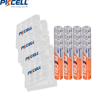 16Pcs PKCELL bateria AAA 900mWh de Ni-Zn AAA Pilhas Recarregáveis Baterias 1.6 V aaa com 4PC AAA AA a caixa de bateria titular