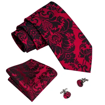 2018 Novo Design de 8,5 cm de 15 de Estilo Gravata Vermelha Conjunto Jacquard Tecido Mens Laços de Pescoço Gravata Japao botão de Punho de Definir Mens Tie para a Festa de Casamento