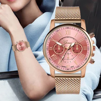 2019 Nova Marca de Moda Casual Relógios das Mulheres Meninas GENEBRA Clássico Relógio de Pulso de Quartzo Pulseira de Aço Inoxidável Relógios Relógio
