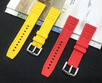 Marca 22mm 24mm de Borracha de silicone faixa de Relógio Preto Azul Amarelo Vermelho Pulseira Para a Breitling Navitimer Vingador correia logotipo ferramentas