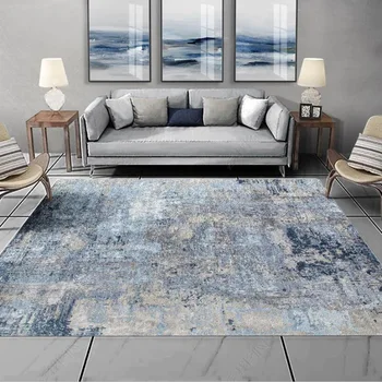 Moda Nórdica moderno, branco, cinza e azul Resumo de tinta sala quarto cozinha cabeceira tapete tapete
