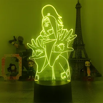 Ilusão 3d Lâmpada Deidara Figura Sensor de Toque Nightlight para Crianças Decoração do Quarto Legal de Presente para o Filho da Noite do Diodo emissor de Luz de Naruto