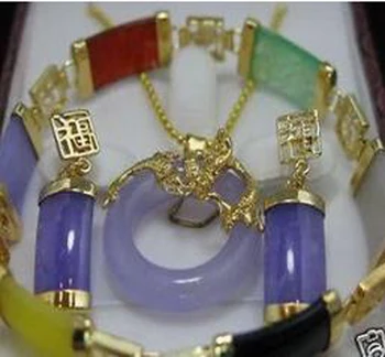 Mulher Real jade colar pingente brinco pulseira conjunto