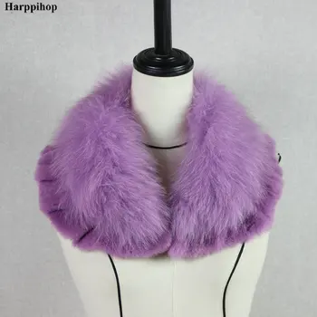 Harppihop * mulheres casaco de inverno gola acessórios Genuínos fox fur collar lenço com rex rabbit fur de renda