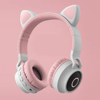 Gato Bonito De Ouvido Fone De Ouvido Sem Fio Fone De Ouvido Fones De Ouvido 5.0 Baixo Foldable Fones De Ouvido Estéreo De Fones De Ouvido De Jogos Para Celular