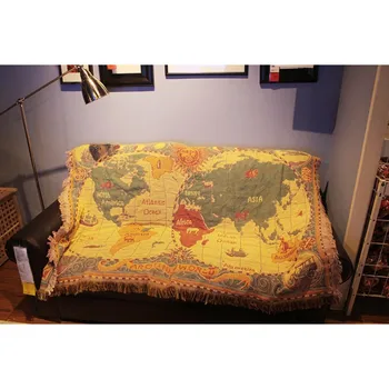 Mapa de Algodão Boêmio Cobertor Jogar Multi-Função Sofá Decorativo Piano tampa Xadrez Tapeçaria Cobertor Cobertor de Borla
