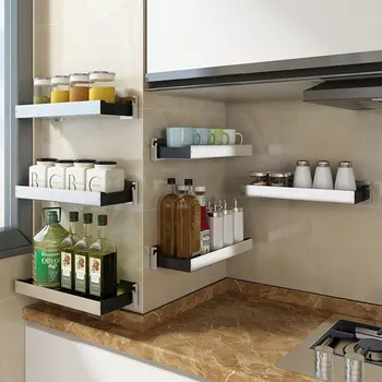 30/40cm de cozinha de aço Inoxidável prateleira Multi-funcional de parede-soco-livre tempero Organizador de Cozinha, acessórios de casa de banho