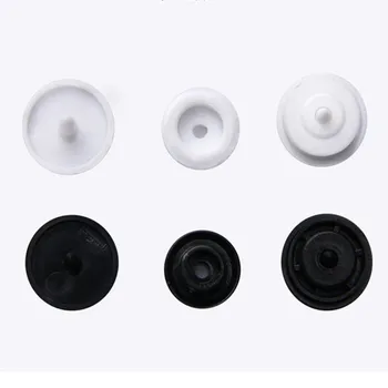300sets Tamanho T5(12.4 mm) - Branco/Preto-encaixe de Plástico Botões de Prendedores de Plástico Para Pano de Babador, Fralda, Lenços de