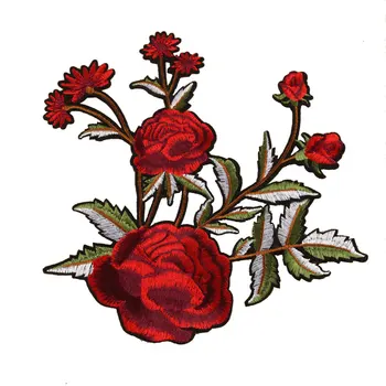 Termo Adesivo Rosa Peônia Bordado de Flores Patches para a Roupa a Ferro na Roupa Vestido de Jeans Apliques Emblema Faixa Adesivo de Diy