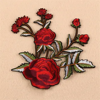 Termo Adesivo Rosa Peônia Bordado de Flores Patches para a Roupa a Ferro na Roupa Vestido de Jeans Apliques Emblema Faixa Adesivo de Diy