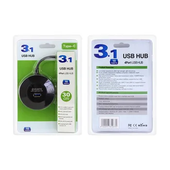 4 Portas HUB USB 3.0 Mini USB C Hub de Alta Velocidade 5Gbps Tipo C Hub Com DC 5V Divisor Para PC, Diodo emissor de luz, Acessórios de Computador da Tabuleta