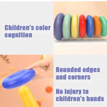 Empilhamento de Anéis de Brinquedo arco-íris Empilhador Copo com um Chocalho de Criança de Aprendizagem Brinquedos para o Bebê Meninos Meninas rapazes raparigas NSV775