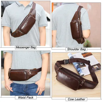 MISFITS genuíno couro de vaca pacote de cintura homens marca o saco da cintura vintage hip messenger bag correia telefone bolsa pequena pochete peito saco
