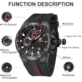 O tipo superior de CHITA Homens Relógio Casual de Negócios relógio de Pulso de Moda de Luxo Pulseira de Silicone de Esportes Impermeável Relógio Relógio Masculino