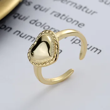 Europeu e Americano original de moda coração em forma de anel personalizado estéreo de ouro amor anel de abertura de projeto mulheres presentes