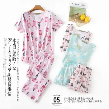 Plus size verão casual pijama conjuntos mulheres de Verão de manga curta, cortada calças aconchegante pijamas mulheres pijamas 130kg